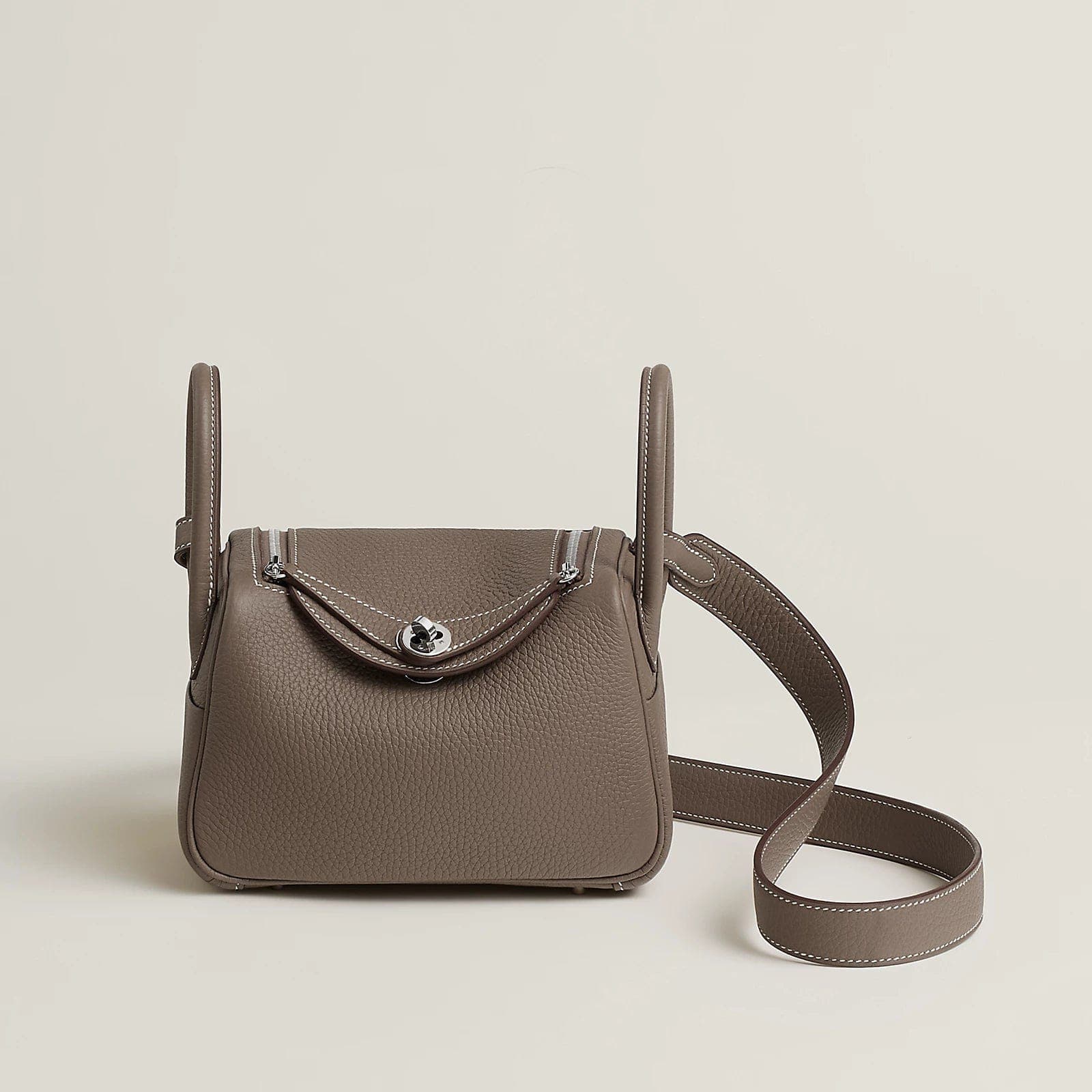 Hermès MINI LINDY Etoupe PHW