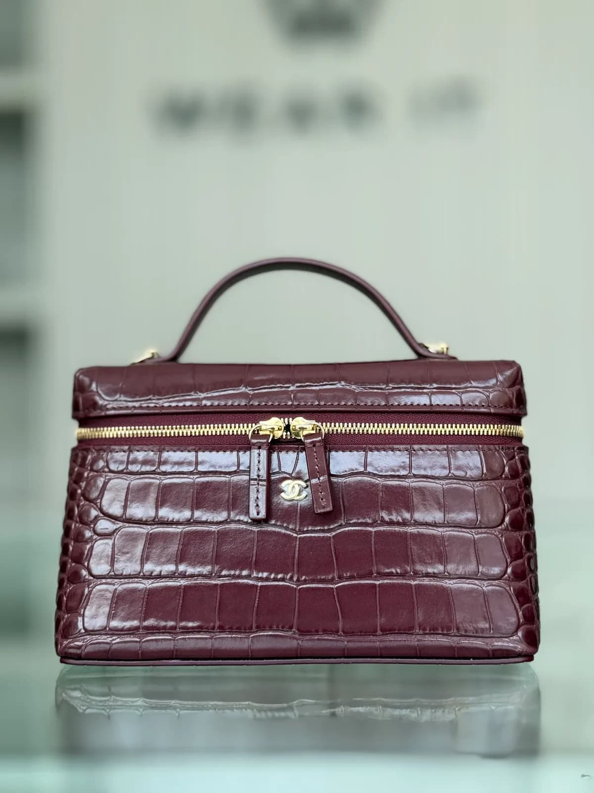 Chanel Small Vanity with Chain Burgundy GHW