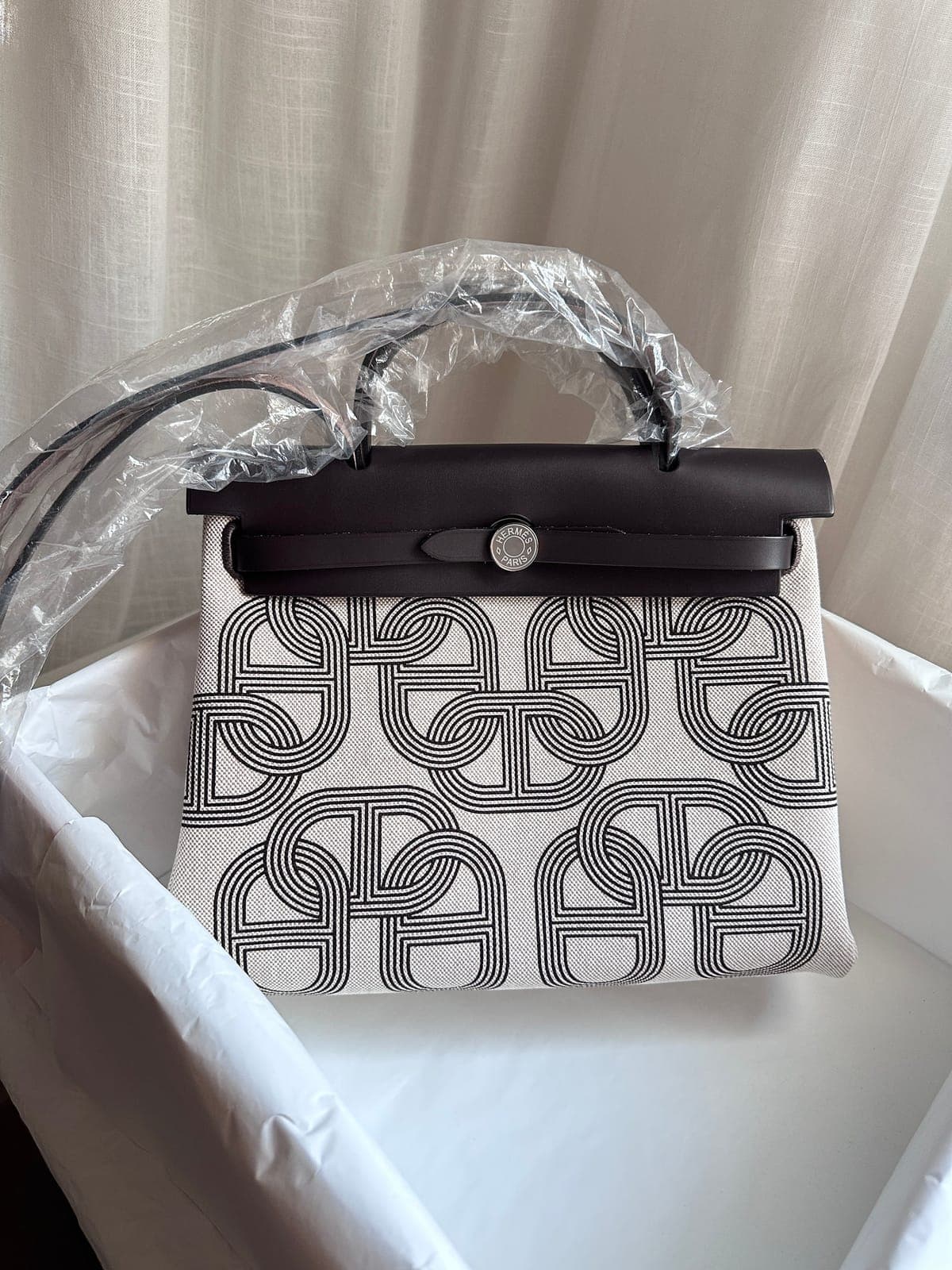 Hermès Herbag 31 Ebene/Ecru/Beige/Ebene PHW